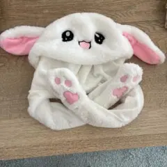 ウサギ耳 フリース帽子