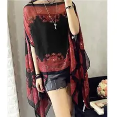 海外インポート♡3way ペイズリー柄トップス ブラックワイン