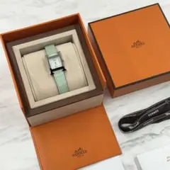 送料無料】HERMES レザー 時計 くすみピンク ダブルループ 