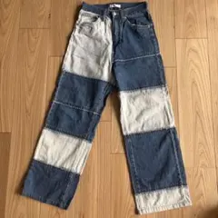 WEGO パッチワーク デニムパンツ 切り替え バイカラー　Sサイズ