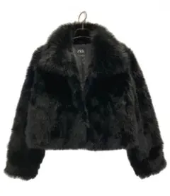 ZARA フェイクファーコート ショートジャケット 黒 S