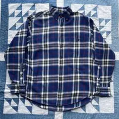 90s LAND’S END ランズエンド ネルシャツ コットン ブルー