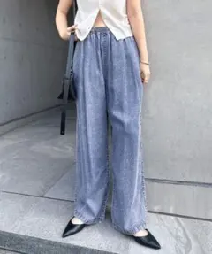 andme テンセルデニムイージーワイドパンツ　M 新品未使用★のサムネイル