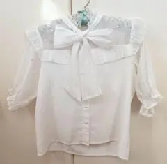 ロジータ　シフォンシャツ　リボンブラウス　白