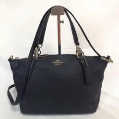 【美品】コーチCOACHトートバッグ2WAYレザー　ネイビー