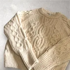 【美品】ZARA ケーブルニットセーター M アイボリー