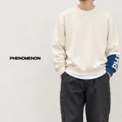 PHENOMENON / 2015AW 切替スウェット アイボリー×ブルー L