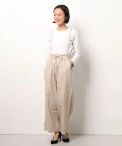 Samansa Mos2 blue サス付イージーパンツ ベージュ