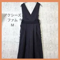 アクシーズファム M ストライプ Vネック オールインワン パンツ