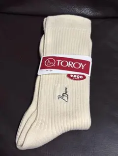 TOROY リブ編み メンズソックス クリームホワイト 24-26cm 未使用品
