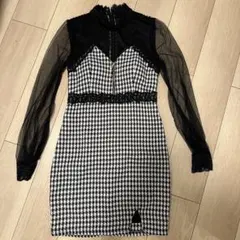 チェック柄シースルードレス