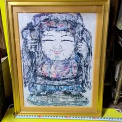 角山盛三作 油絵『臼杵の石仏』 P15油彩画 油絵木製額縁☆時代物