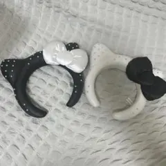 カチューシャ キティ USJ レザー パール キルティング 白 黒 セット