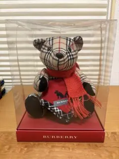 【美品】BURBERRY ハンカチ　チェック柄 テディベア ギフトボックス入り