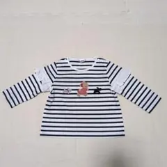 familiarストライプ柄フリル付き長袖カットソー