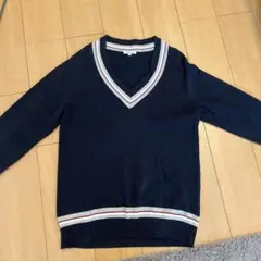 ARCONOMI ネイビー Vネックセーター Lサイズ