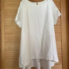 earth music&ecology 刺繍レース 半袖カットソー ホワイトのサムネイル