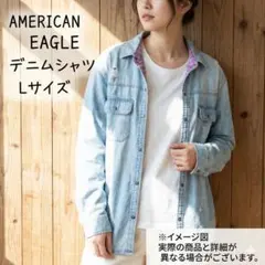 AMERICAN EAGLE デニムシャツ ダメージ加工 42cm 66cm L