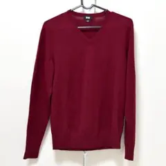 UNIQLO エクストラファインメリノ セーター S 長袖 ウール 赤 ボルドー