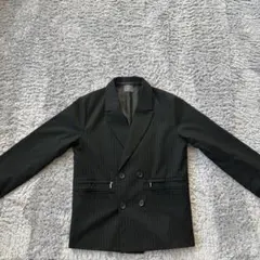 黒ストライプ ダブルブレスト テーラードジャケット