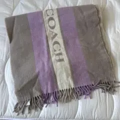 COACH マフラー パープル×ベージュ