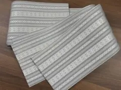 【新品】夏用 紗織 四寸半巾帯 グレー　献上柄｜涼感あふれる上品な浴衣帯日本製のサムネイル