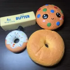 スクイーズ 4点セット バター クッキー ドーナツ ベーグル