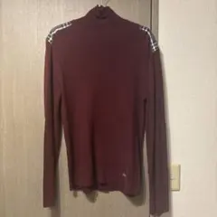 Burberry Black label バーガンディ タートルネックニット