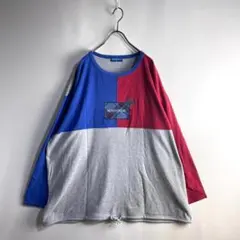 OLD 90s 00s マルチカラー チェック柄 ボックスロゴ ロンT 長袖