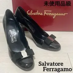 Ferragamo フェラガモ　23cm ヒール 黒 ヴァラ パンプス リボン