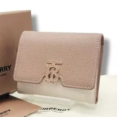 バーバリー 三つ折り財布 TBロゴ イタリア製 レザー 牛革 極美品 箱付き
