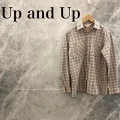 【美品】up and up 長袖シャツ レディース ベージュ チェック柄