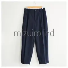 美品 mizuiro ind ポリエステルウール タックパンツ ネイビー 1