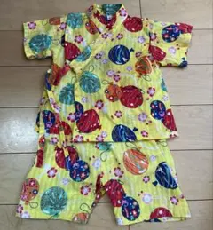 風鈴柄の黄色い甚平　80