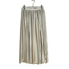 プリーツスカート Fサイズ ウエストゴム 光沢感 ロング丈 上品 きれいめ 美品
