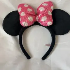東京ディズニーリゾート ミニー　カチューシャ　ピンク　水玉　ドット　スパンコール