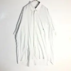 3388　UK製　バーバリー　ロゴ　刺繍　半袖　シャツ　白　ビッグサイズ