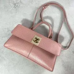 極美品 現行✨カフネ スタンスウォレット 2way パイソン レザー ピンクのサムネイル