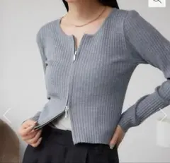 Wジップロングスリーブプルオーバー