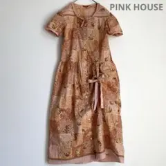 PINK HOUSEピンクハウス☆半袖コットンワンピース くま 花カゴ