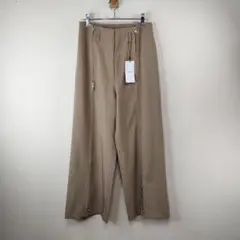 【新品】MOUSSY ジップアップワイドトラウザーズ　パンツ　２　ベージュ