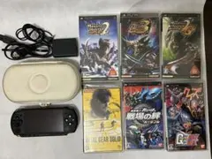 【美品動作確認済・MHP3限定モデル】PSP-3000本体(箱無し)とソフト6本