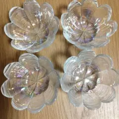 花型透明ガラスデザートカップ4個セット