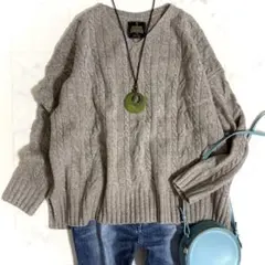 美品＊アーバンリサーチドアーズ ハミルトンウールアラン柄Vネックニット