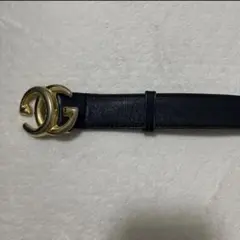 GUCCI グッチ ヴィンテージ チェーンバックル レザーベルト ブラック