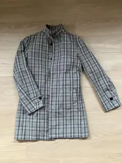 アバハウス　グレー系チェック ステンカラーコート