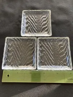 昭和レトロ　ガラス皿　3枚セット　角皿
