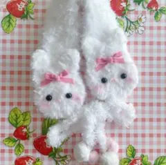 イヤーマフ 耳あて ファー リボン ウサギ 編み物 冬小物 ハンドメイド♡♡♡♡