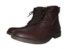 Bracciano サイドジップレースアップブーツ 26cm ダークブラウン