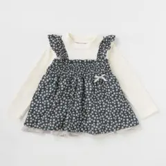 プティマイン　小花ドッキングチュニック　ネイビー